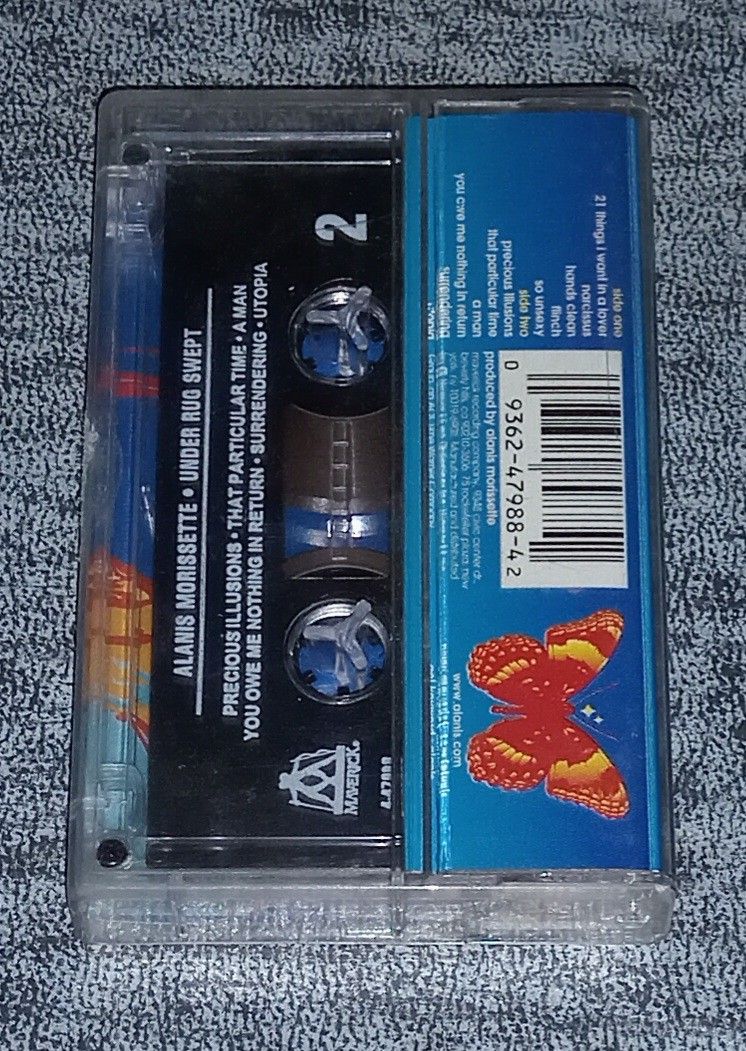 ALANIS MORISSETTE- UNDER RUG SWEPT (Category: CDs & DVDs) located in Talavera. Submitted by thalifan46 (Listing ID 1314903645, Image 2). Description: ALANIS MORISSETTE UNDER MY SWEFT CASSETTE TAPE MINT CONDITION.