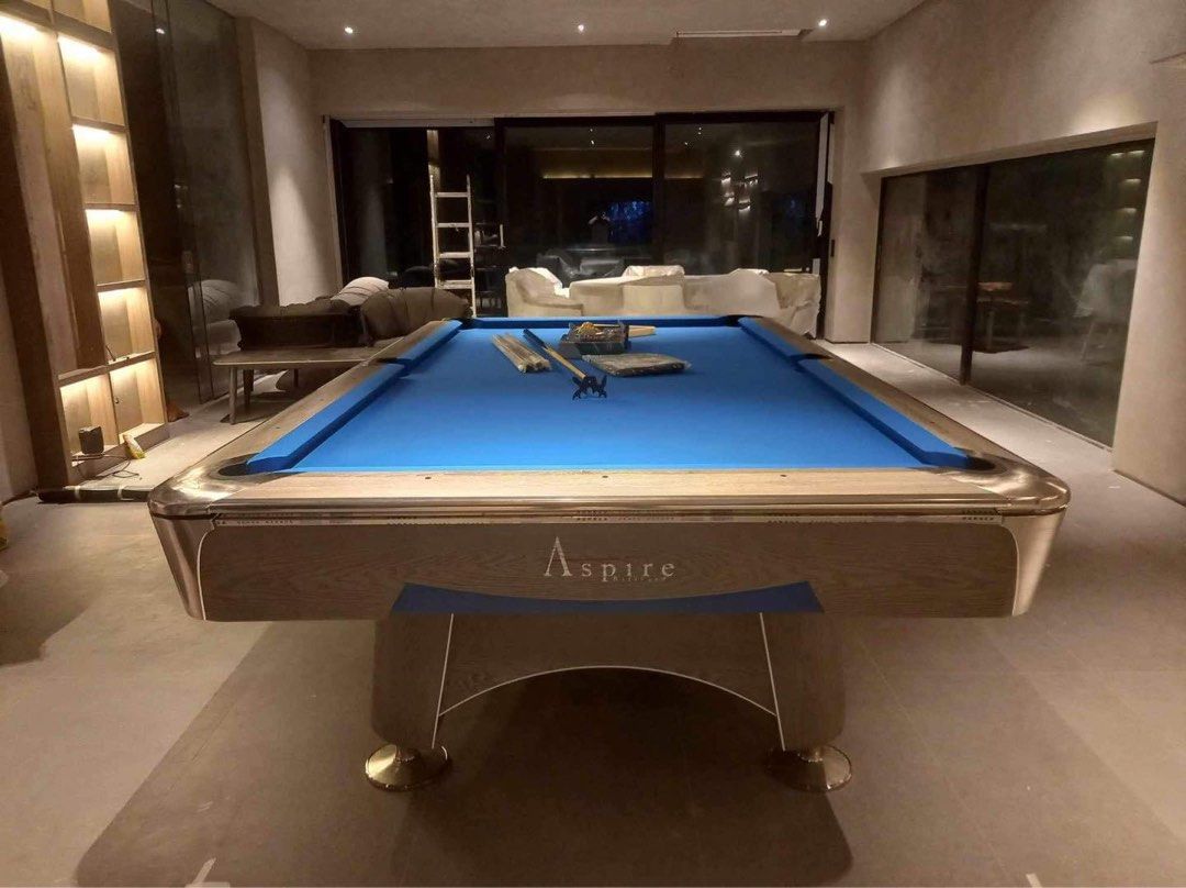 asphire galaxy 5 billiard table (Category: Billiards and Bowling) located in Manila. Submitted by wsilbc310 (Listing ID 1314774060, Image 3). Description: Aspire Galaxy Hardwood Tables Galaxy5 Space Gray (with complete accessories package) Package: Aspire Table Black Stone Slate set Ball set 2 Premium Maple Cues 1 Ashwood straight cue 1 bridge 12 pcs Original Master Chalk Wooden Triangle Grade AAA billiard cloth Delivery and Installation fee not 