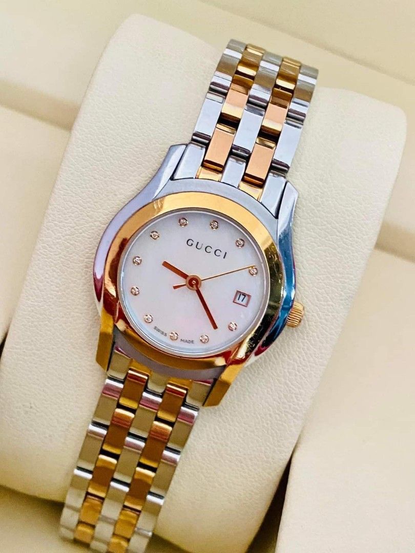 Authentic Gucci 5500L Mother of Pearl Diamonds Dial Watch for Women