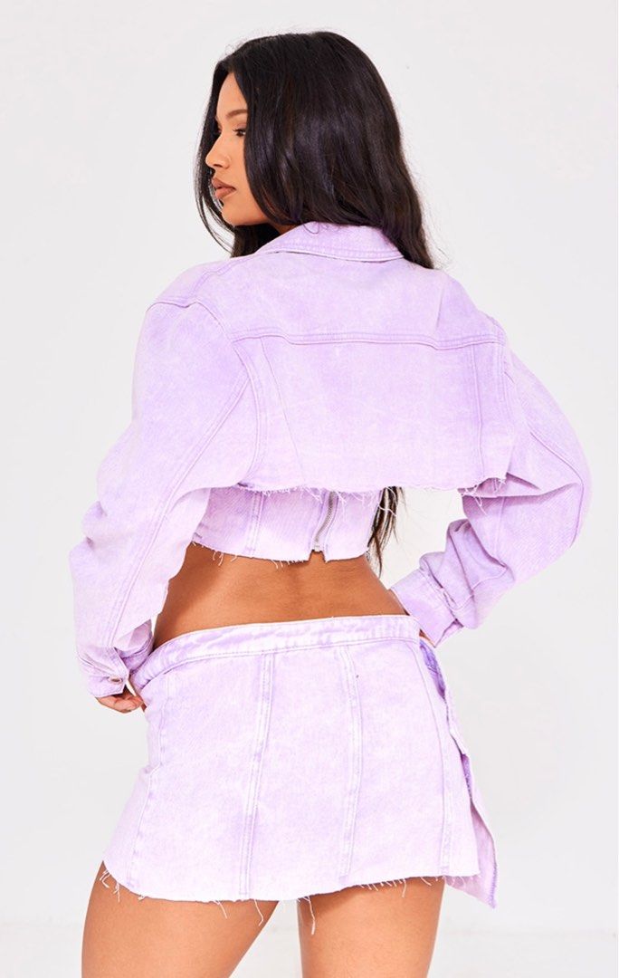 PLT Lilac cropped denim jacket