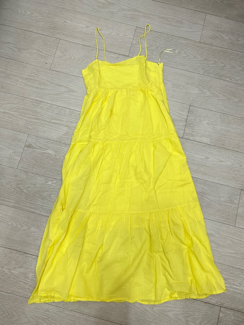 Yellow Square Neck Sleeveless Maxi Dress