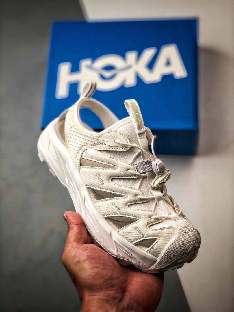 Hoka One One Hopara White sandals, Women's Fashion, Footwear