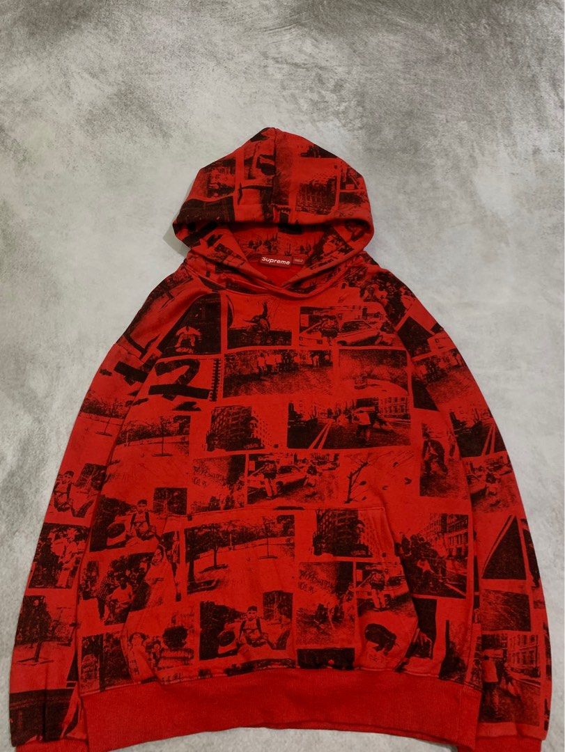 Hoodie Supreme x Ari marcopaulos montage, Fesyen Pria, Pakaian 