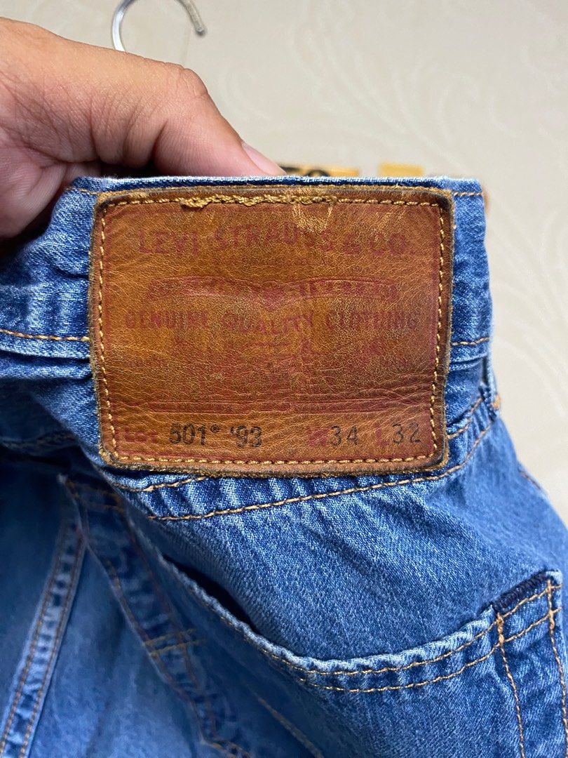 LEVIS PREMIUM 501 BIG E RETRO 93 LEATHER PATCH DENIM PANTS PC9 79830 0070 Button 3269 Made in CHINA Size 34