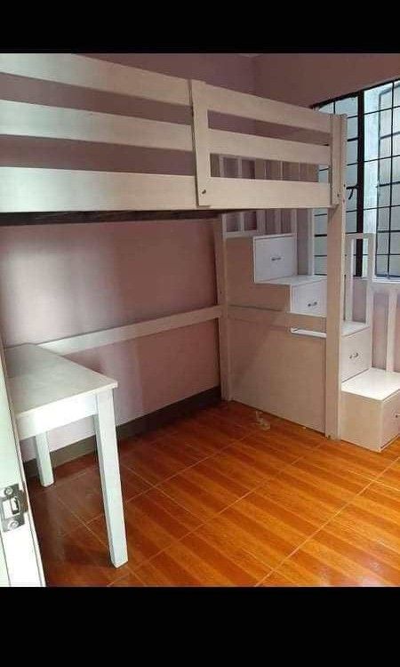 Loft bed with table (Category: Bed Frames & Mattresses) located in Manila. Submitted by jovetph. (Listing ID 1314812088, Image 3). Description: BEDFRAME single Pinewood at plywood MADE TO ORDER ✔101℅ Quality ✔Good For space savings ✔Open for Cuztomized in design/size❤ All sizes are available ✓accepted/Chair/table/kitchen cabinet are ❤ Free delivery at assemble Laguna cavite las pinas paranague other area additional fee service -THANKYOU PO .GODBL