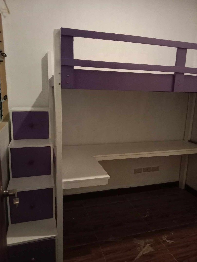 Loft bed with table (Category: Bed Frames & Mattresses) located in Manila. Submitted by jovetph. (Listing ID 1314812088, Image 2). Description: BEDFRAME single Pinewood at plywood MADE TO ORDER ✔101℅ Quality ✔Good For space savings ✔Open for Cuztomized in design/size❤ All sizes are available ✓accepted/Chair/table/kitchen cabinet are ❤ Free delivery at assemble Laguna cavite las pinas paranague other area additional fee service -THANKYOU PO .GODBL