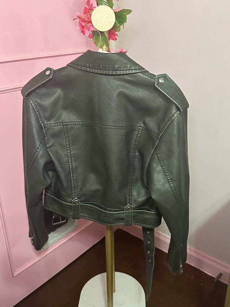Mango green leather jacket new arrivals