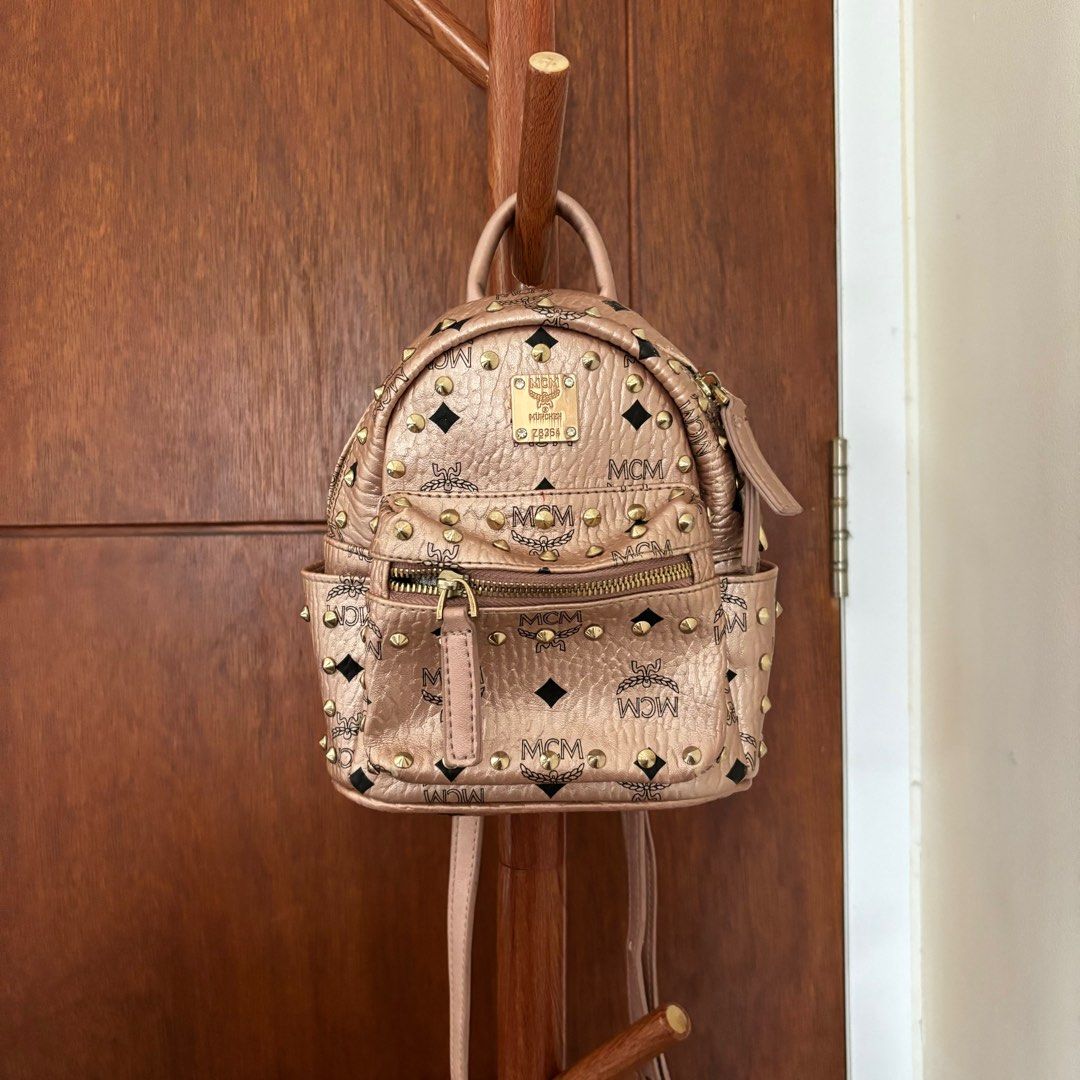 Mcm mini backpack rose gold clearance
