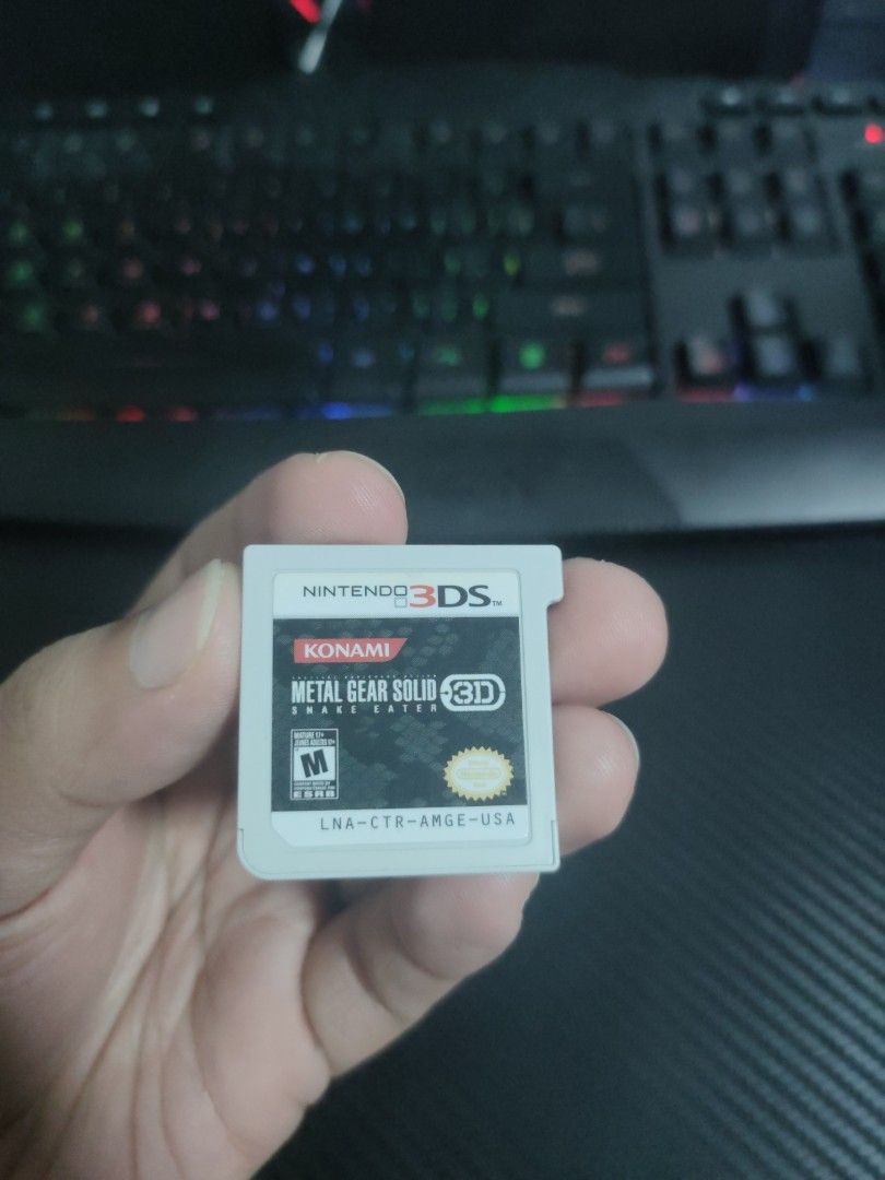 Metal Gear Solid 3D Snake Eater RARE for Nintendo 3DS (Category: Nintendo) located in Caloocan City. Submitted by lhanceallandalumay (Listing ID 1314892374, Image 1). Description: Guaranteed authentic. All tested and working po Cart Only Clean pins Meetup location po is SM Grand Central Also available po for shipping via grab, LBC or Lalamove. PM for more info.