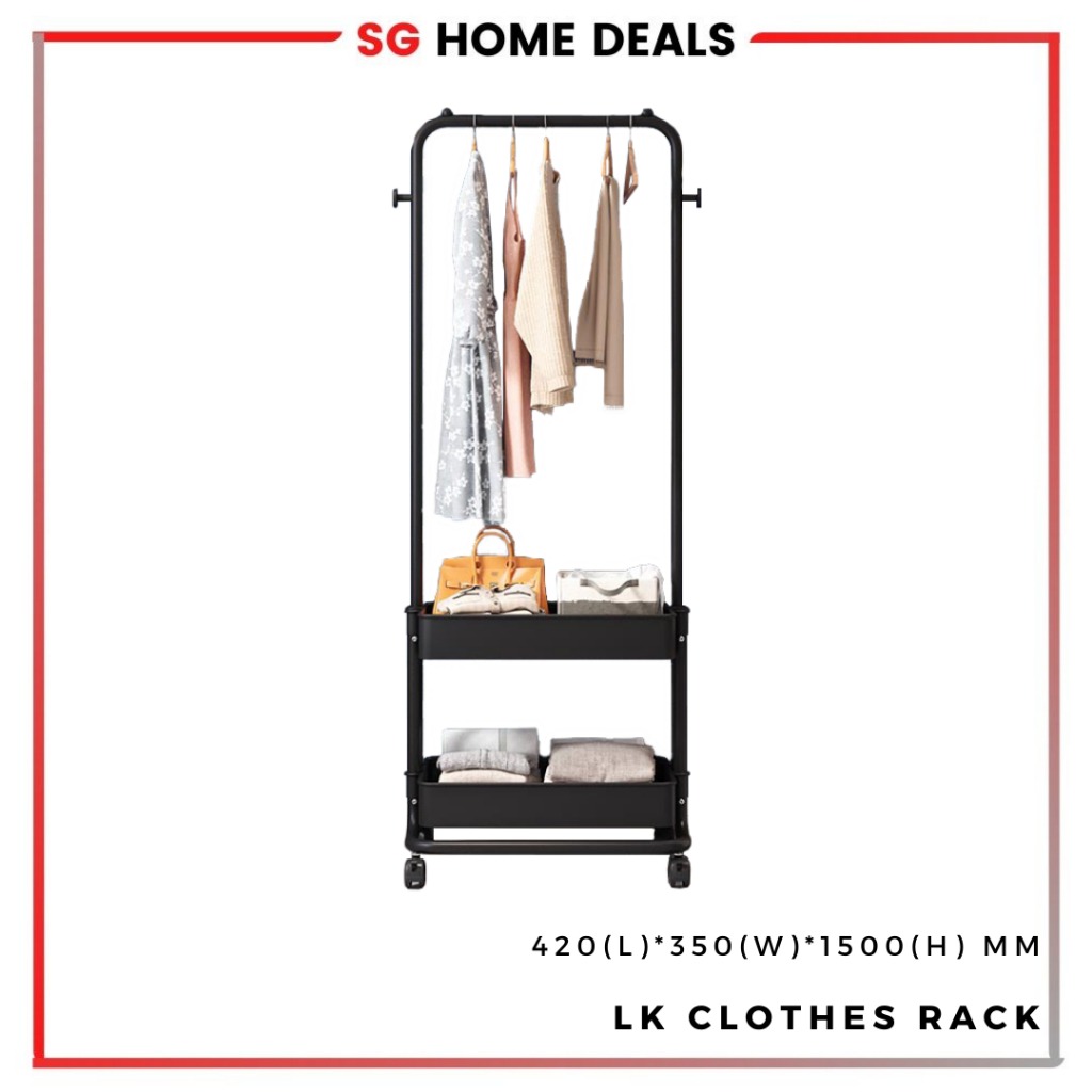 Movable Cloth Hanging Rack / Clothes Rack with Wheels, Furniture & Home ...