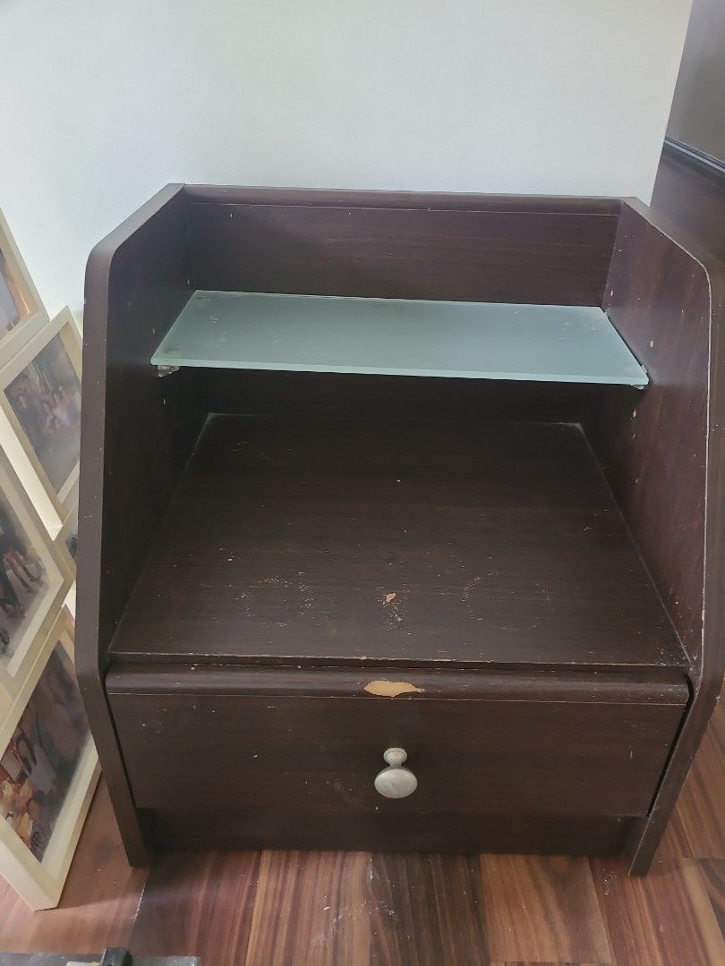 Night or bedside table (Category: Other Home Furniture) located in Paranaque City. Submitted by amymaddy (Listing ID 1314781387, Image 2). Description: 17.5 inches width X 19 inches height 15.5 inches depth glass has no cracks all original from Abenson Home.