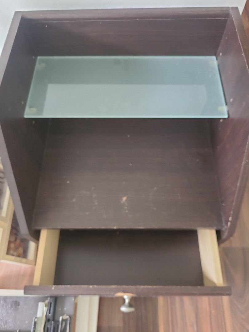 Night or bedside table (Category: Other Home Furniture) located in Paranaque City. Submitted by amymaddy (Listing ID 1314781387, Image 3). Description: 17.5 inches width X 19 inches height 15.5 inches depth glass has no cracks all original from Abenson Home.