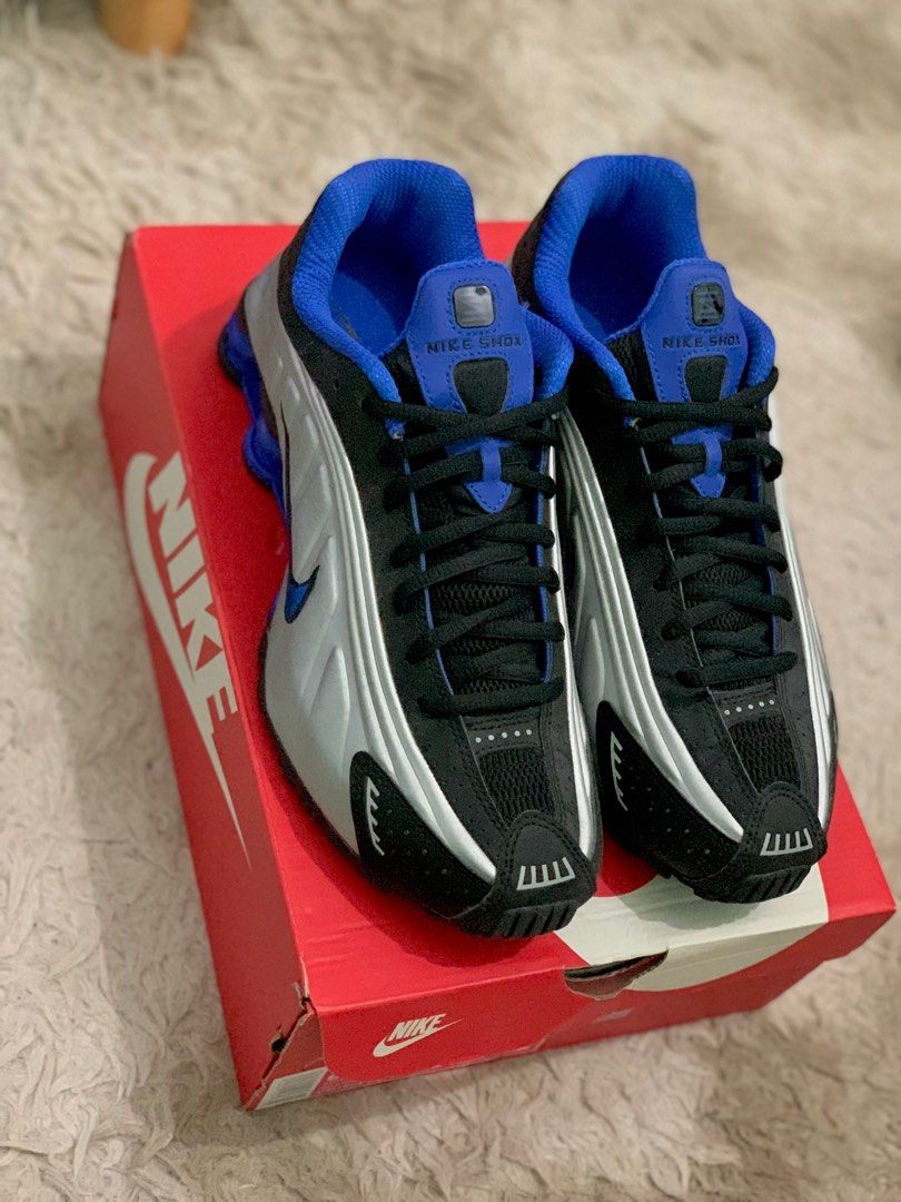 Blue and silver nike shox sale