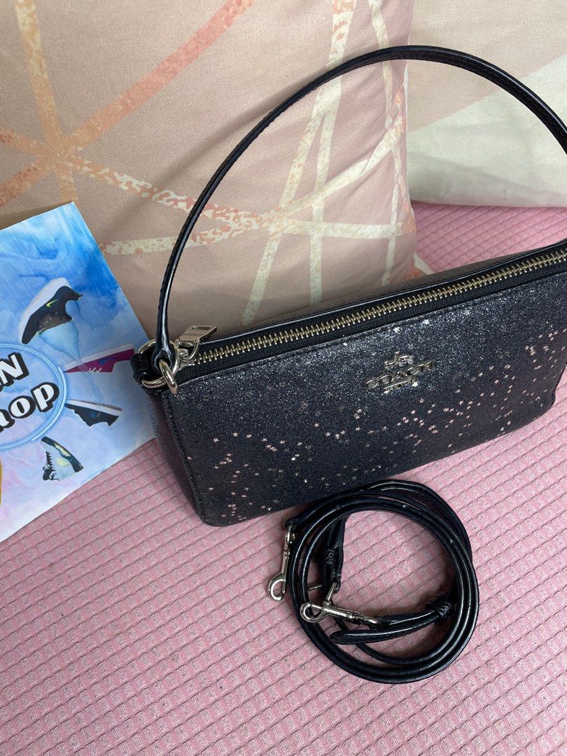 Coach top handle pouch with star glitter on sale