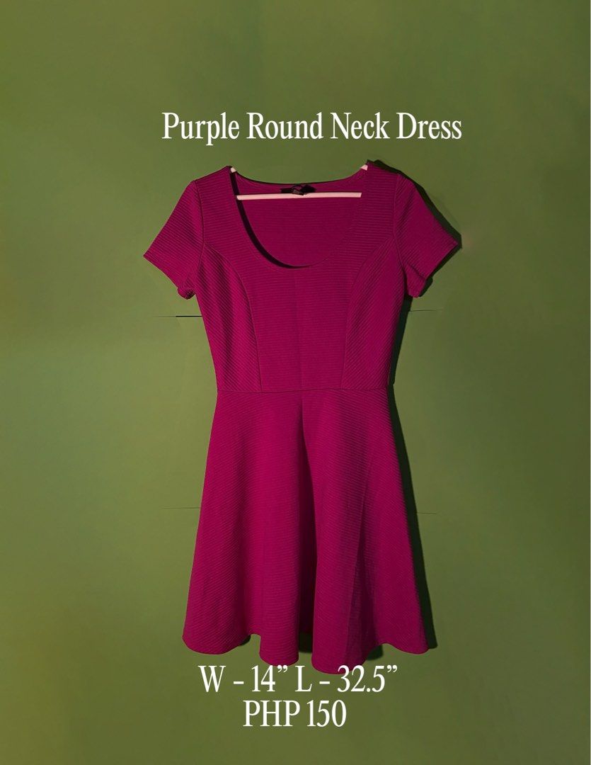 Purple Round Neck Dress (Category: Dresses) located in Rizal. Submitted by declutterwithbongcha (Listing ID 1314817375, Image 1). Description: MOP: GCASH MOD: J&T.