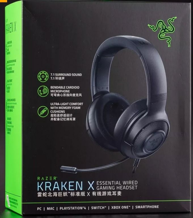 Razer Kraken X Essential Wired Gaming Headset Black Audio Headphones Headsets on Carousell