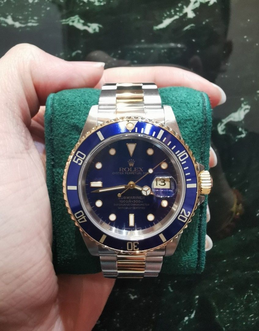 Rolex Submariner 40 half gold blue dial 16613 Luxury Watches on Carousell