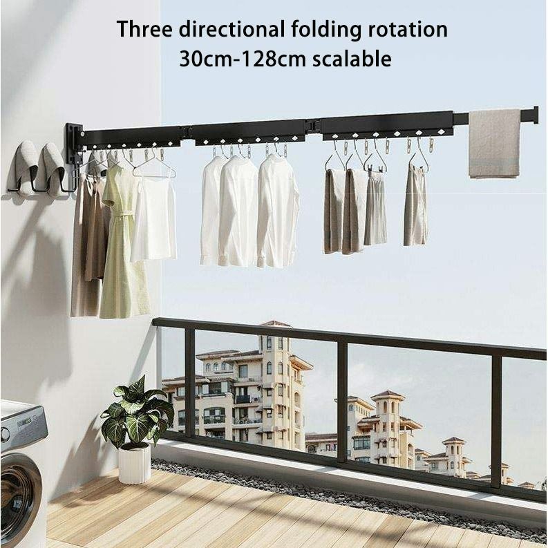 Same Day Free Delivery Foldable Wall mounted Aluminum Drying Rack with Retractable Clothes Hanger Suitable for Punch free Installation Invisible
