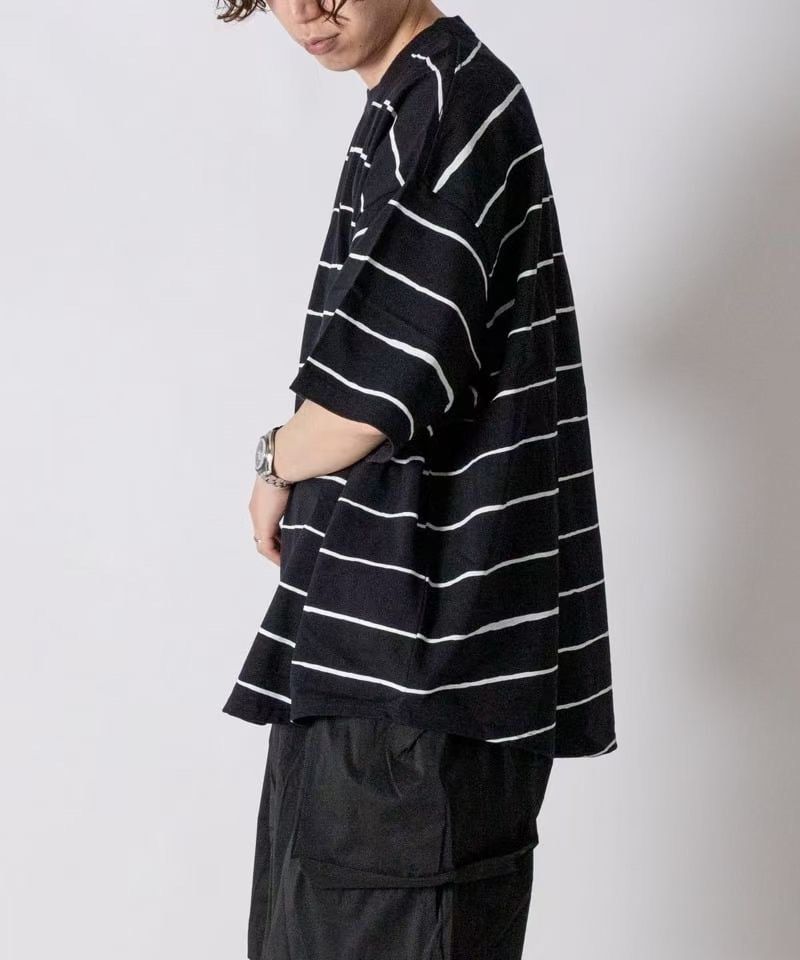 🇯🇵S.F.C WIDE SIDE STRIPE TEE 條紋寬松休閒短袖T恤, 男裝