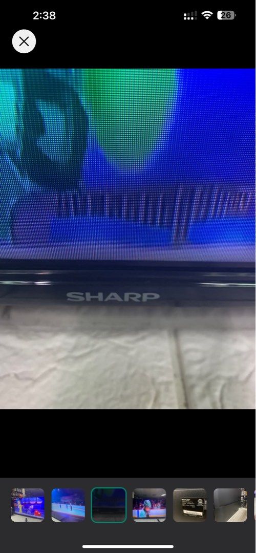 Sharp Android Smart Tv with issue 45” (Category: TV) located in Pasay City. Submitted by meostore (Listing ID 1314810072, Image 3). Description: Good condition Smart Tv Bawal sa maselan with horizontal line 45” yan lang po issue with remote 220v ready na gamitin.