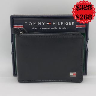 Tommy Hilfiger Men's Ziparound Wallet Genuine Leather Zip Wallet with Gift Box New In Stock Authentic Birthday Gift Boyfriend Gift64227891772418110