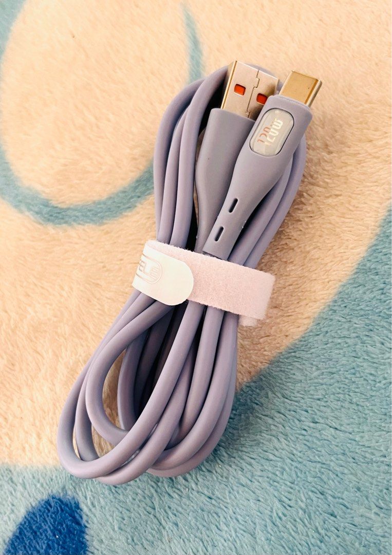 Type C cable (Category: Chargers & Cables) located in Singapore. Submitted by cl886 (Listing ID 1314801828, Image 1). Description: Charging rate: 120w Length: 1.5m Colour: Blue or Pink Buy two: $6.