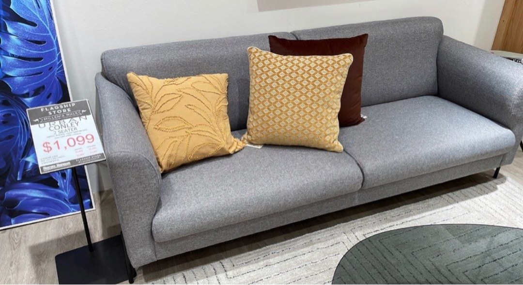 2 seater sofa Harvey Norman Conley Grey. Like New. Free Delivery Furniture Home Living Furniture Sofas on Carousell