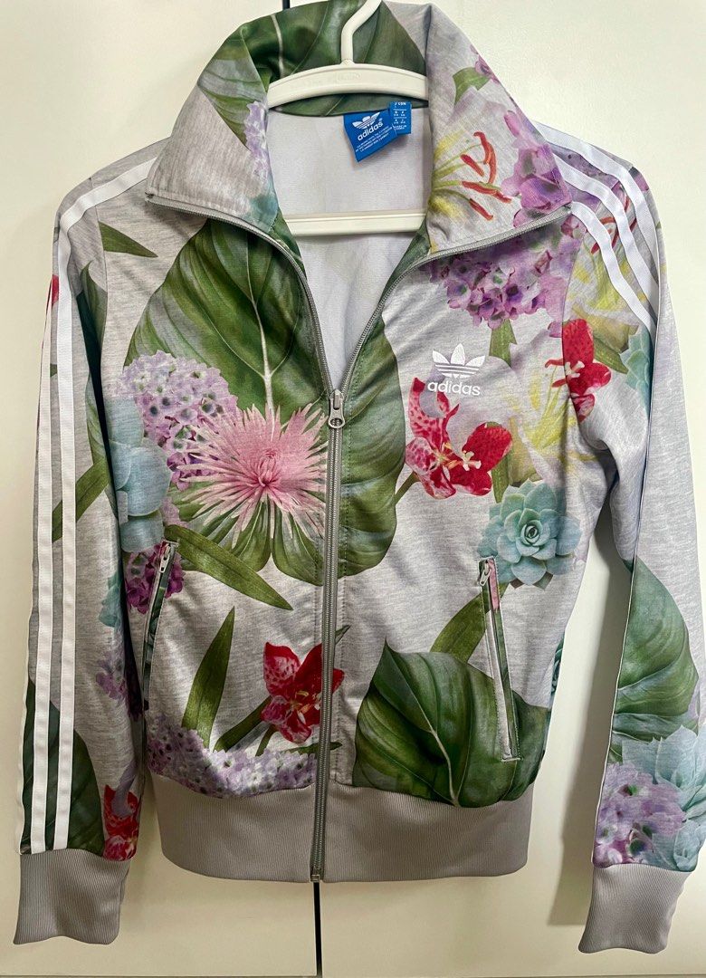 Adidas Firebird Track Jacket Grey Floral Women s Fashion Coats Jackets and Outerwear on Carousell