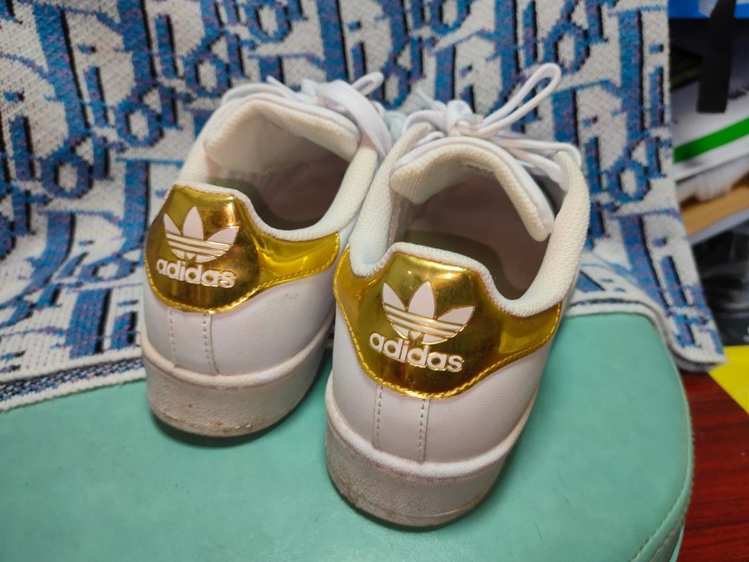 Gold Adidas Superstars With Metallic Stripes Adidas Superstar ADV