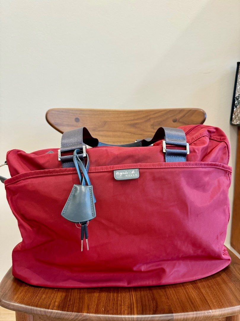 Agnes B Duffle Bag Burgundy, Women's Fashion, Bags Wallets