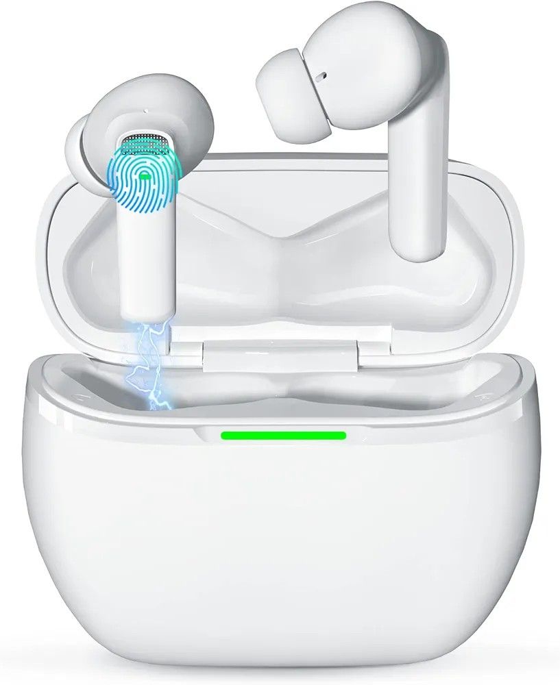 bakibo Wireless Earbuds Bluetooth 5.2 ANC Active Noise Cancelling Earphones 4 Mics Deep Bass IPX7 Waterproof 40H Playtime Smart Touch USB C