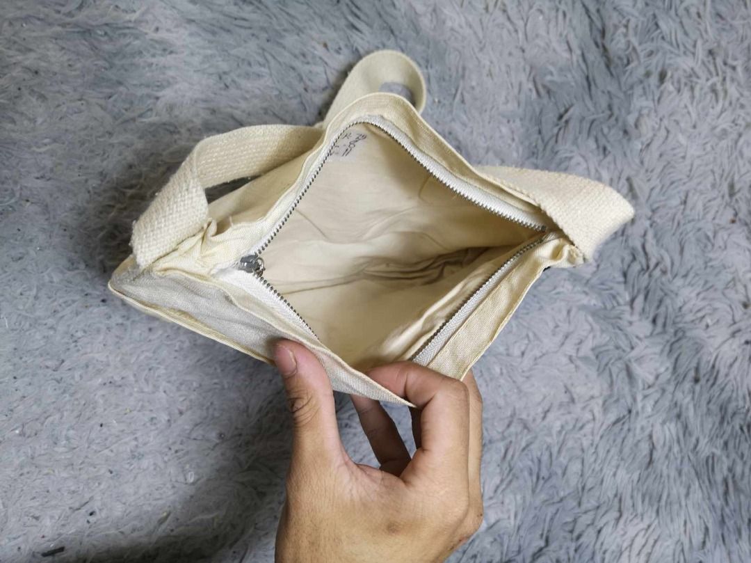Beige Black Zipper Canvas Mini Bag Women s Fashion Bags Wallets Cross body Bags on Carousell