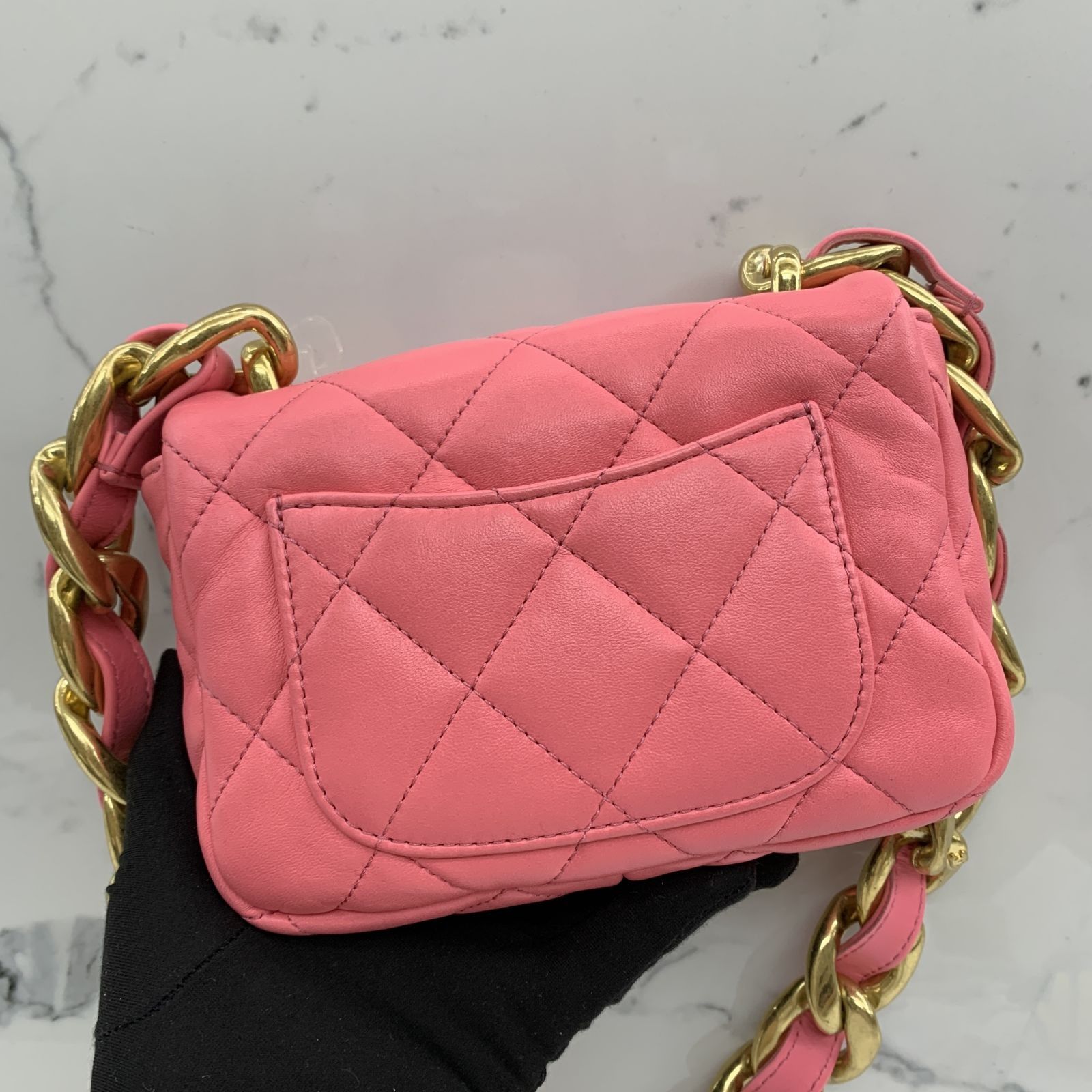 DISCOUNTED CHANEL PINK MATELASSE BIG CHAIN MINI FLAP GHW MICROCHIPPED SHOULDER BAG 247022561 AL
