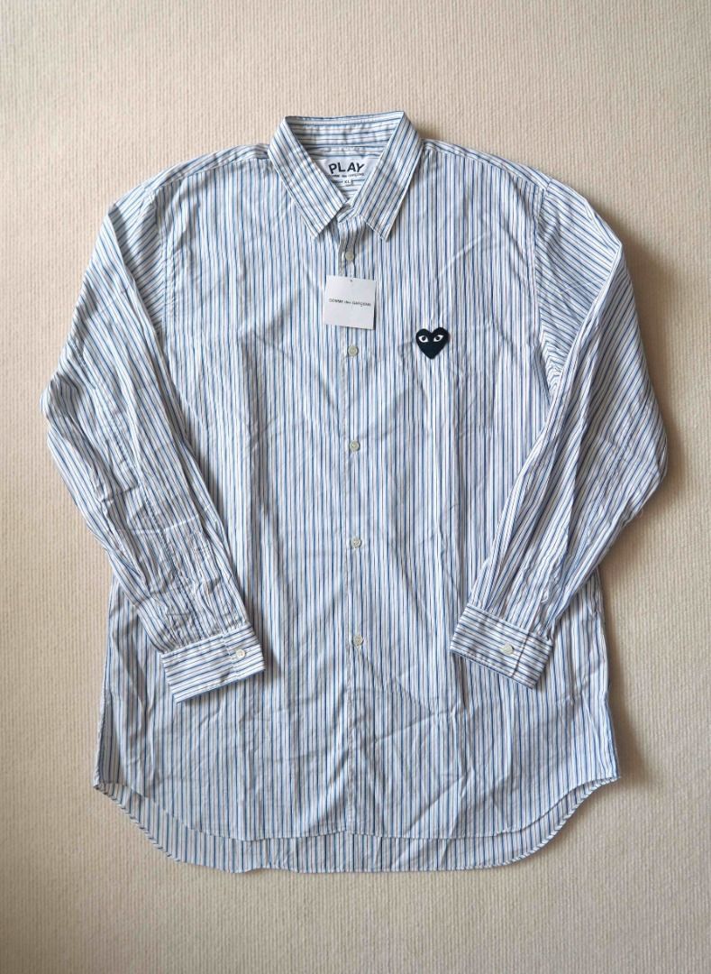 Comme des Garcons CDG Play Heart Logo Striped Shirt