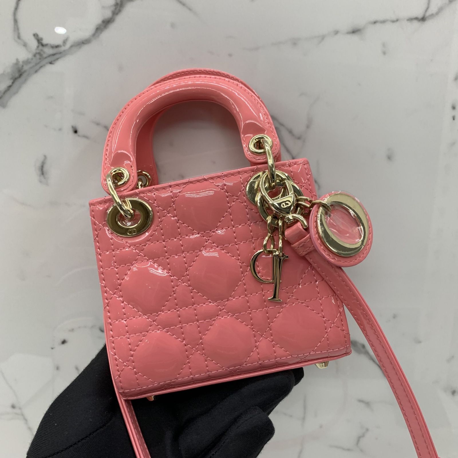 Lady dior pink patent shop