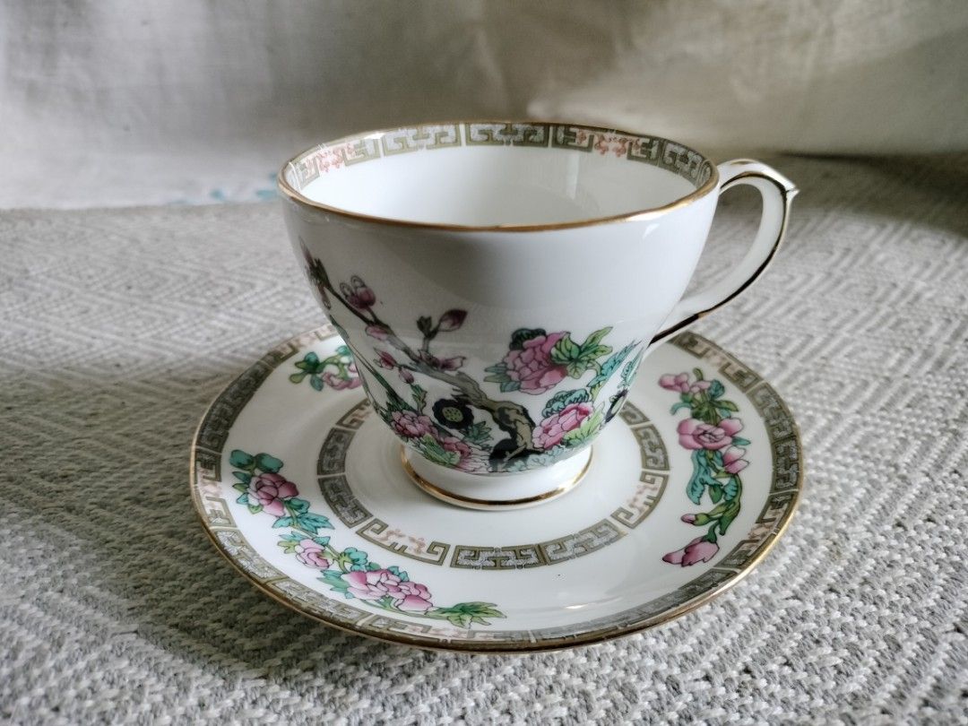 Indian Tree Kitchenware Duchess Indian Tree Single Tier Cake Plate and Teacup, Furniture & Home ...