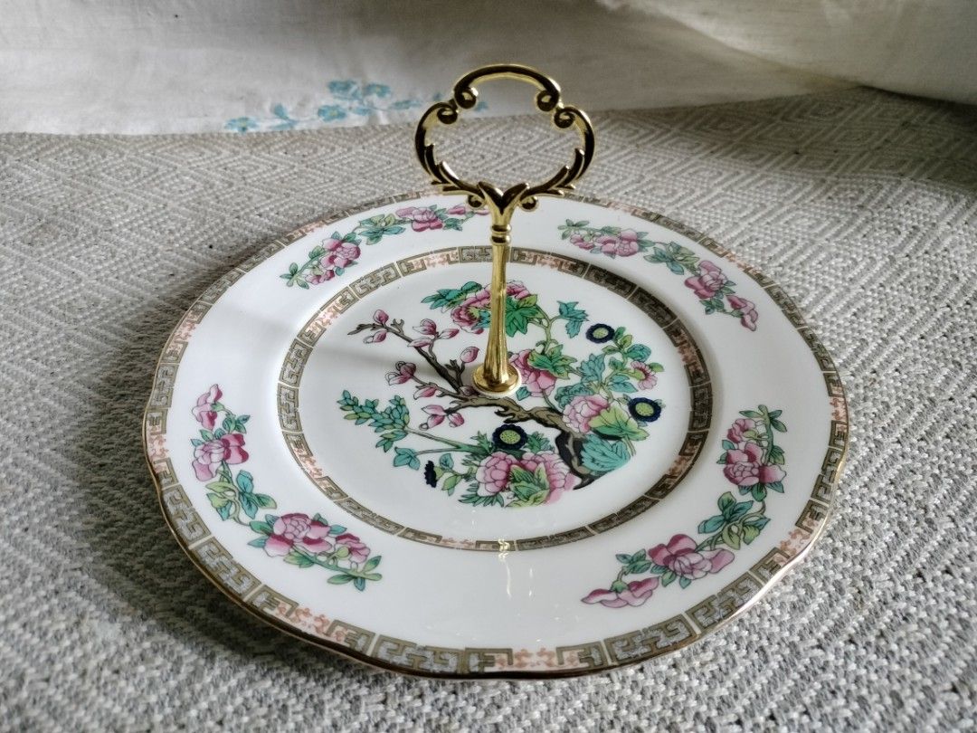 Indian Tree Kitchenware Duchess Indian Tree Single Tier Cake Plate and Teacup, Furniture & Home ...