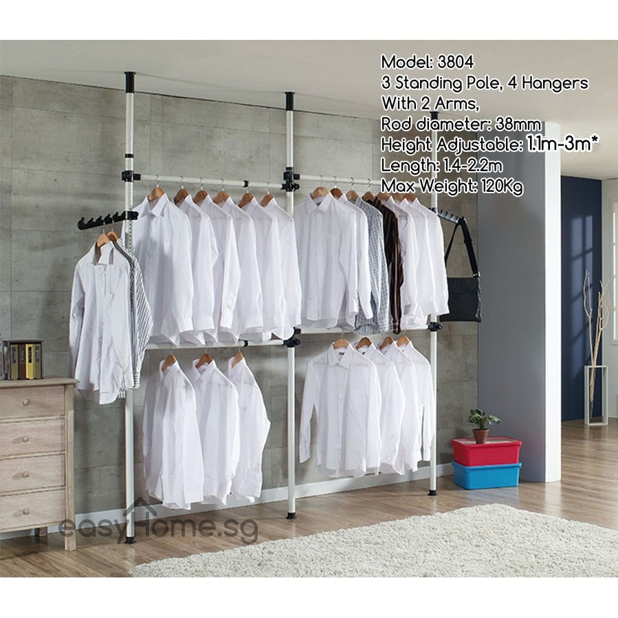 FREE DELIVERY 3804 Korean Standing Pole Clothes Rack Open Concept Closet Walk in Wardrobe Furniture Home Living Furniture Shelves Cabinets Racks on Carousell