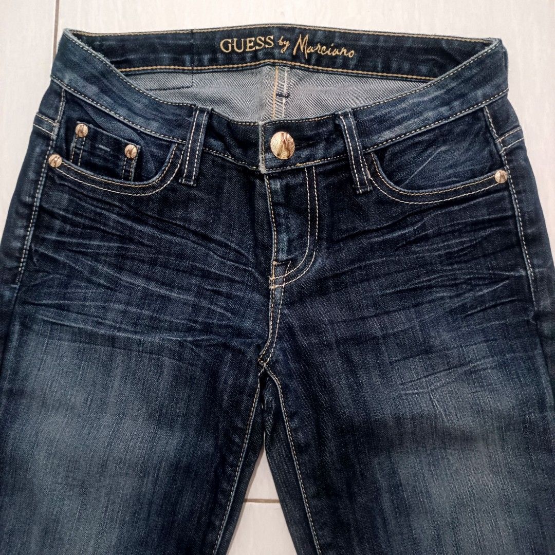 HARGA NETT GUESS by Marciano Jeans Pants Celana Panjang Denim Jeans Navy Like New Fesyen Wanita Pakaian Wanita Bawahan di Carousell