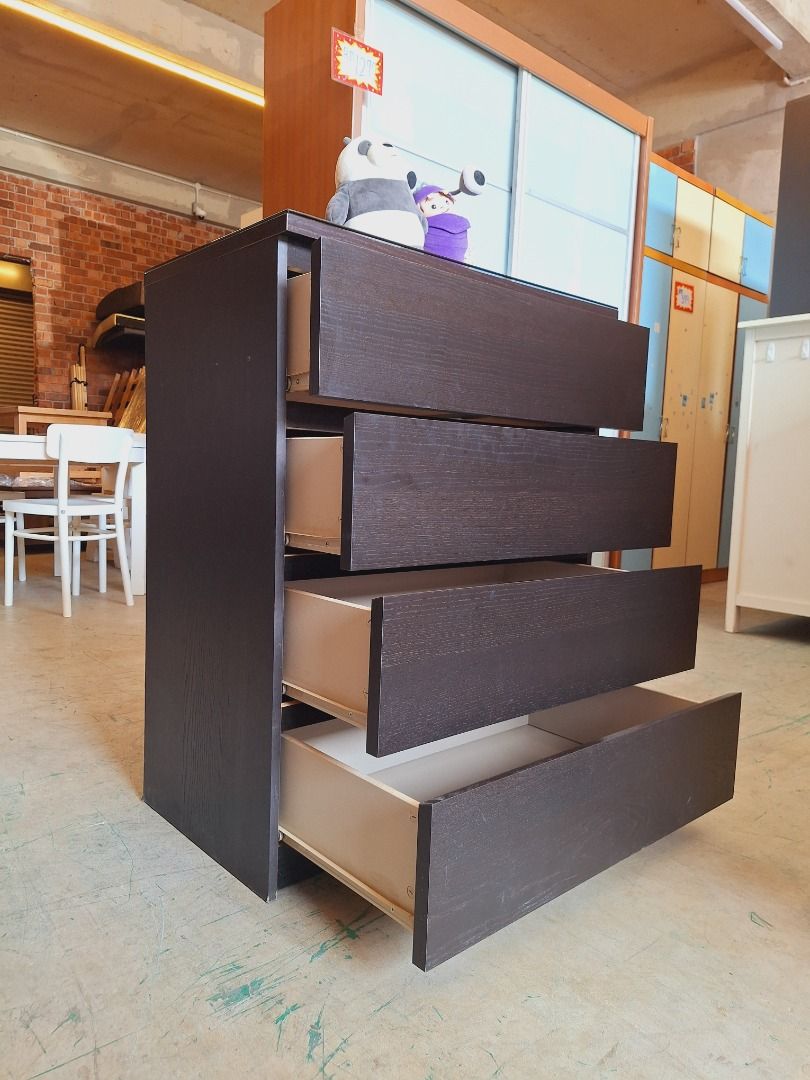 IKEA MALM Chest of 4 drawers, black-brown, 80x100 cm | IKEA MALM, Almari  4-Laci, hitam/cokelat, 80x100 cm, Furniture & Home Living, Furniture,  Shelves, Cabinets & Racks on Carousell