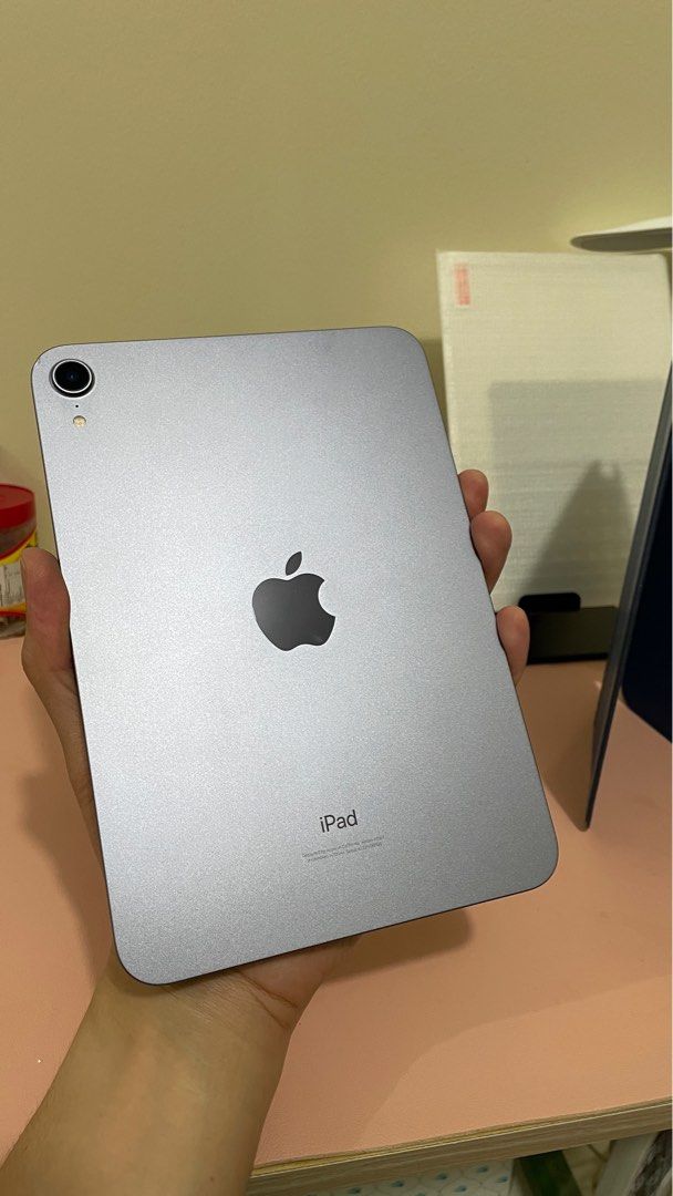 Ipad mini 6, 64g, purple (Category: iPad) located in Quezon City. Submitted by doodsgerard (Listing ID 1315049931, Image 2). Description: 64g purple ipad mini 6 Small dent sa right upper ng case pero performance is superb. Free case and screen protector installed. Free goodojoq pen with magnetic charging. With screen protector since day 1. No box since naiwan po sa probinsya. RFS: Changed to a bigger screen ipad for work kaya benta na ito. Used f