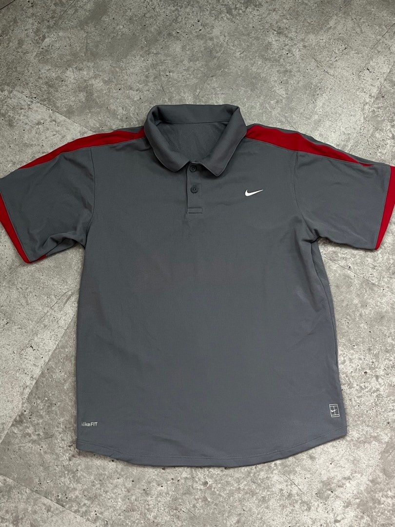 Kaos Kerah Nike Polo Shirt Dri-Fit Original Abu Merah