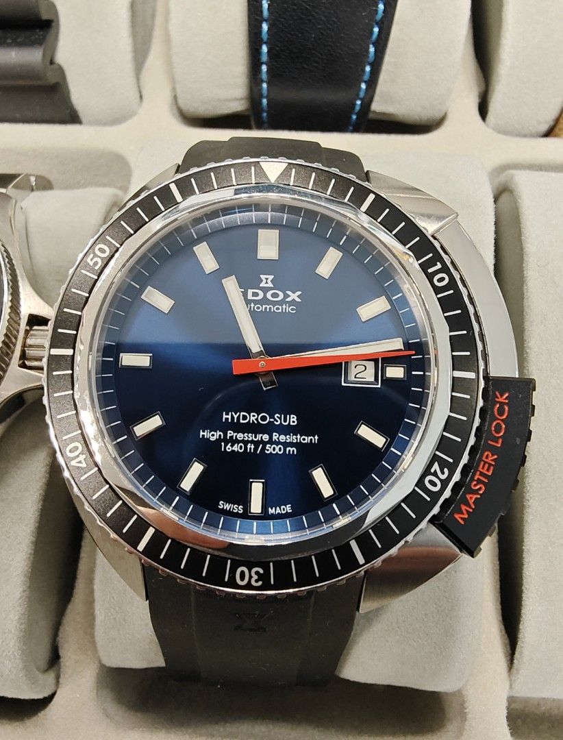 [良品]Edox 80301 Blue Hydro Sub 500M EDOX Hydro-Sub 50th Anniversary Limited Edition