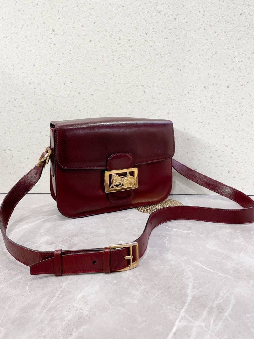 RARE ITEM Celine Triomphe Vintage Horse Carriage Burgundy