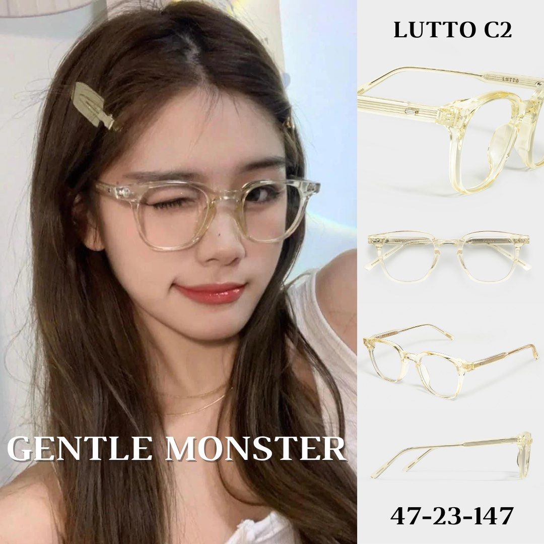 (Ready Stock) lutto C2 | Gentle Monster Glasses (Unisex) | Transparent  Yellow Acetate Square Frame | Cleared Lenses | 47-23-147