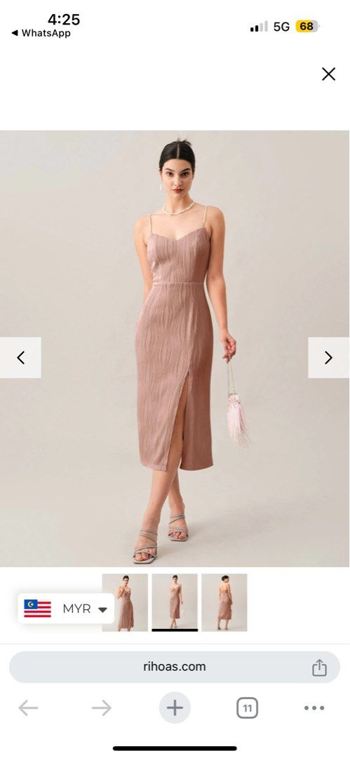knee length dresses for ladies The Wave Textured Pearl Strap Midi Dress