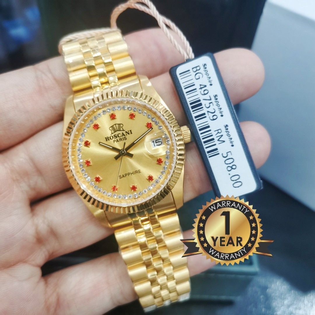 Roscani Gold Sapphire Quartz Watch Men s Fashion Watches Accessories Watches on Carousell