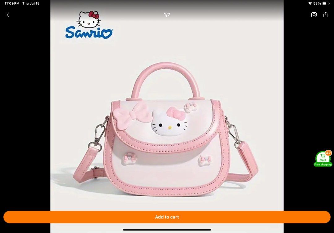 Sanrio girls Charming Handbag (Category: Shoulder Bags) located in Puerto Princesa. Submitted by petty73 (Listing ID 1315095167, Image 1). Description: Brand new Sanrio Sanrio Shoulder Bag for Girls and Women. Direct from Sanrio. Color Pink.