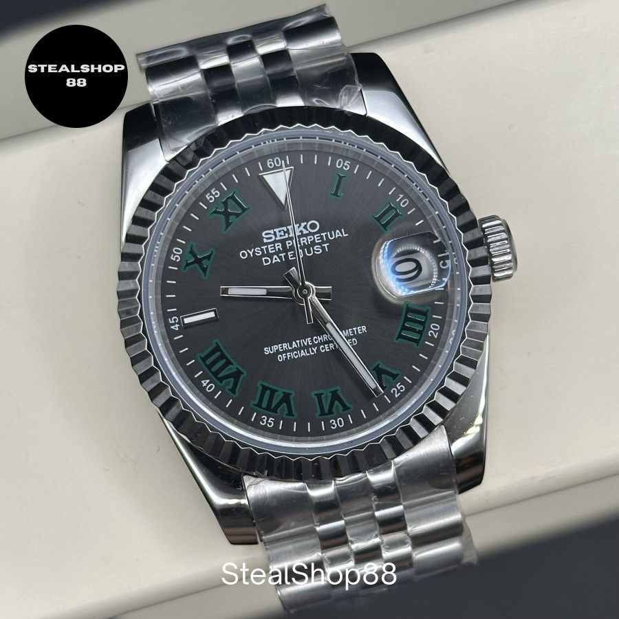 Wimbledon Seiko Rolex Datejust Seiko Mod Datejust Wimbledon Grey