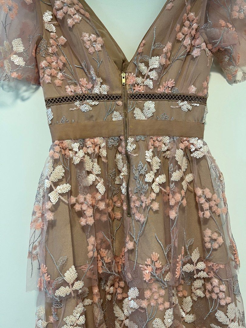 SELF PORTRAIT FLOWER MESH TIERED MIDI DRESS, , & , - Carousell